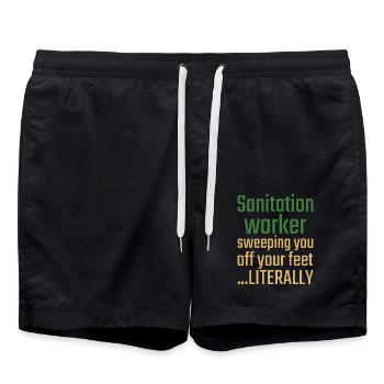 Sanitation worker Valentinstag Sweeping you - Badeshorts - Schwarz - Vorne - AI Model Male 185 light (185cm)