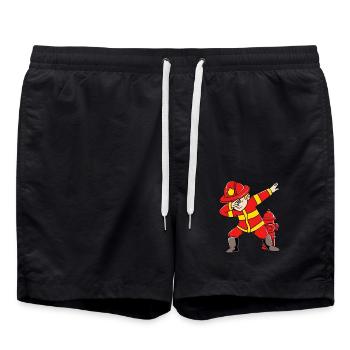 Firefighter Fire Brigade - Swim Trunks - black - Front - AI Model Male 185 light (185cm)