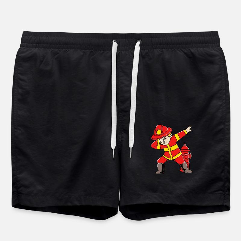 Firefighter Fire Brigade - Swim Trunks - black