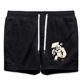 Gorille sauvage, votre texte sur une pancarte - Short de bain - noir - Devant - AI Model Male 185 light (185cm)