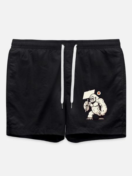Wilder Gorilla, dein Text auf einem Schild - Badeshorts - Schwarz