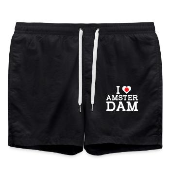 J’aime Amsterdam Japon Coeur Drapeau Amoureux Pays-Bas - Short de bain - noir - Devant - AI Model Male 185 light (185cm)