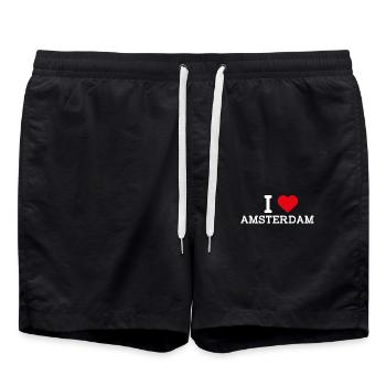 J’aime Amsterdam Coeur Drapeau Pays-Bas Jeu de mots Cool - Short de bain - noir - Devant - AI Model Male 185 light (185cm)