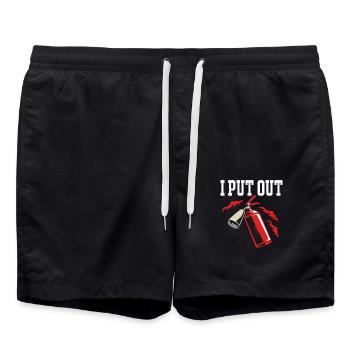 Firefighter Fire Brigade - Swim Trunks - black - Front - AI Model Male 185 light (185cm)