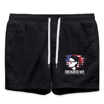 Firefighter Fire Brigade - Swim Trunks - black - Front - AI Model Male 185 light (185cm)