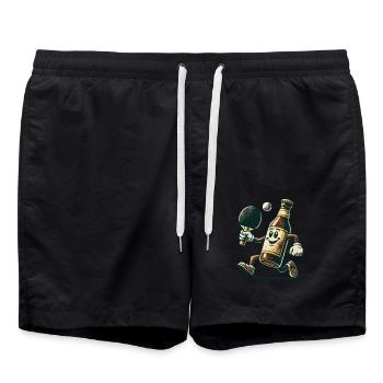 Drôle de bouteille de bière tennis de table design amusant - Short de bain - noir - Devant - AI Model Male 185 light (185cm)