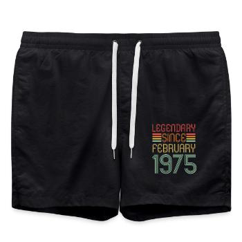 Legendary since February 1975, Retro, Birthday - Swim Trunks - black - Front - AI Model Male 185 light (185cm)