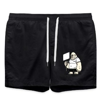 Gorilla mit leerem Schild: Deine Text hier - Badeshorts - Schwarz - Vorne - AI Model Male 185 light (185cm)