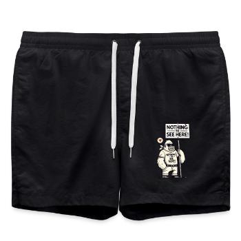 Gorilla mit Schild: Es gibt hier nichts zu sehen - Badeshorts - Schwarz - Vorne - AI Model Male 185 light (185cm)