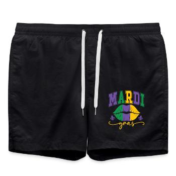 Mardi Gras Lips - Swim Trunks - black - Front - AI Model Male 185 light (185cm)