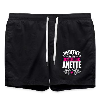 Anette - Perfekt Sein Kann Jeder Anette Nicht - Badeshorts - Schwarz - Vorne - AI Model Male 185 light (185cm)