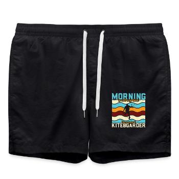 Le matin du kitesurf n’est pas mon heure, je suis véliplanchiste - Short de bain - noir - Devant - AI Model Male 185 light (185cm)