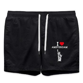 J’aime Amsterdam Cool Heart Flag Statue de la Liberté - Short de bain - noir - Devant - AI Model Male 185 light (185cm)