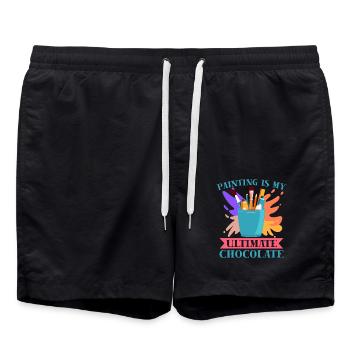 Artist Painter Graphic Painting Ultimate Chocolate - Badeshorts - Schwarz - Vorne - AI Model Male 185 light (185cm)