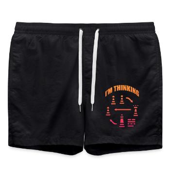 Chess Humor – I'm Thinking - Swim Trunks - black - Front - AI Model Male 185 light (185cm)
