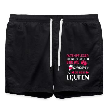 Altenpflege Pfleger Pflegepersonal Pflegekraft - Badeshorts - Schwarz - Vorne - AI Model Male 185 light (185cm)