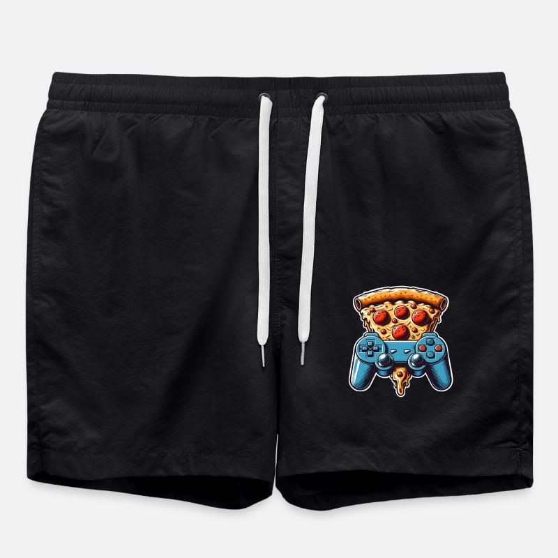 Pizza Gaming Gamer - Swim Trunks - black