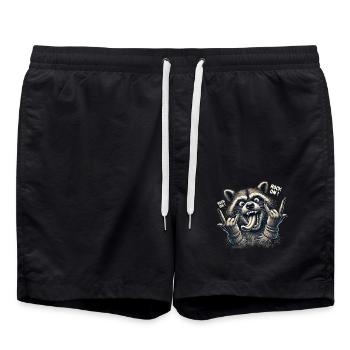 Rock On Raccoon Heavy Metal Design - Short de bain - noir - Devant - AI Model Male 185 light (185cm)