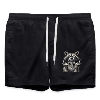 Rock 'n' Roll Raccoon Metal Art Design - Swim Trunks - black - Front - AI Model Male 185 light (185cm)