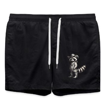Cowboy raton laveur Vintage Art western - Short de bain - noir - Devant - AI Model Male 185 light (185cm)