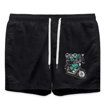 S51 (turquoise) // Illustration - Short de bain - noir - Devant - AI Model Male 185 light (185cm)