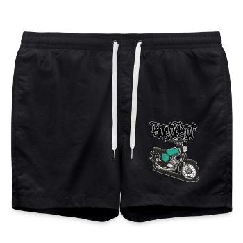 S51 (turquoise) // Illustration - Short de bain - noir - Devant - AI Model Male 185 light (185cm)
