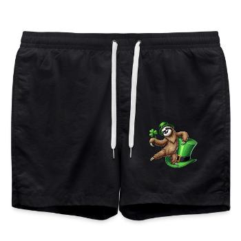 Pingouin de la Saint-Patrick avec trèfle et - Short de bain - noir - Devant - AI Model Male 185 light (185cm)