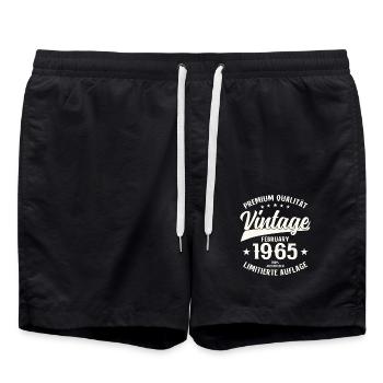60th Birthday Gift Man Legend February 1965 - Swim Trunks - black - Front - AI Model Male 185 light (185cm)