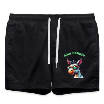 Âne Bande Dessinée Cool - Short de bain - noir - Devant - AI Model Male 185 light (185cm)