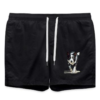 Border Collie - Badeshorts - Schwarz - Vorne - AI Model Male 185 light (185cm)
