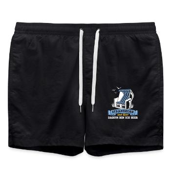 Strandkorb & Bier - darum bin ich hier - Badeshorts - Schwarz - Vorne - AI Model Male 185 light (185cm)