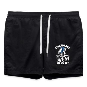 Strandkorb löst die meisten meiner Probleme - Wein - Badeshorts - Schwarz - Vorne - AI Model Male 185 light (185cm)