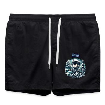 Hamburg Seefahrer Kapitän Segelschiff Leuchttrurm - Badeshorts - Schwarz - Vorne - AI Model Male 185 light (185cm)