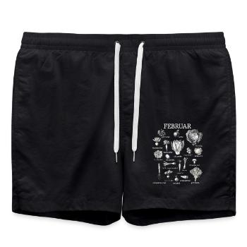 Février Collage de légumes et de fruits de saison - Short de bain - noir - Devant - AI Model Male 185 light (185cm)