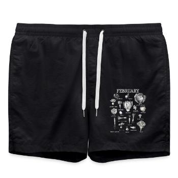 Februar Collage mit saisonalem Gemüse und Obst - Badeshorts - Schwarz - Vorne - AI Model Male 185 light (185cm)
