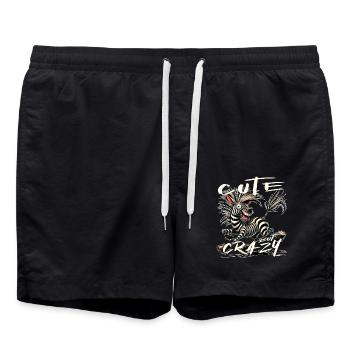 Mignon mais fou zèbre style bande dessinée Motif drôle - Short de bain - noir - Devant - AI Model Male 185 light (185cm)
