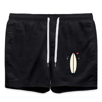 Retro Surfbrett mit Herz - Badeshorts - Schwarz - Vorne - AI Model Male 185 light (185cm)