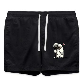 kleiner Gorilla versteckt sich hinter einem Baum - Badeshorts - Schwarz - Vorne - AI Model Male 185 light (185cm)