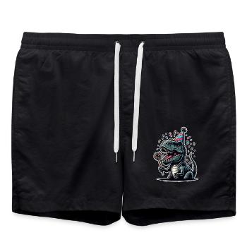T Rex Birthday Dinosaur - Swim Trunks - black - Front - AI Model Male 185 light (185cm)