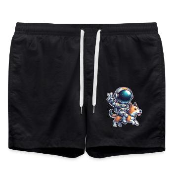 Astronaut Hund - Badeshorts - Schwarz - Vorne - AI Model Male 185 light (185cm)