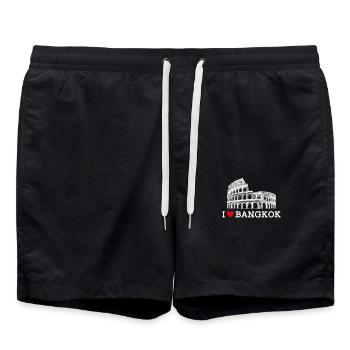 J’aime Bangkok Cool Thaïlande Amoureux Coeur Drapeau Jeu de mots - Short de bain - noir - Devant - AI Model Male 185 light (185cm)