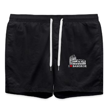 J’aime Bangkok Thaïlande amoureux Cool Coeur Drapeau Jeu de mots - Short de bain - noir - Devant - AI Model Male 185 light (185cm)