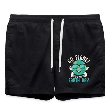 Go Planet It's Your Earth Day Environmental Planet - Swim Trunks - black - Front - AI Model Male 185 light (185cm)