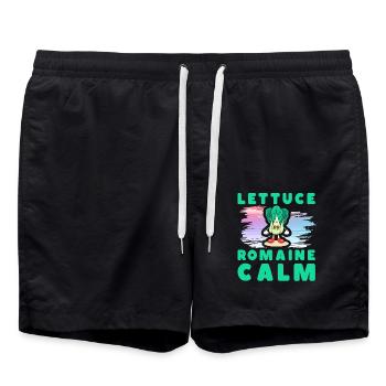 Laitue romaine calme – Salade amusante - Short de bain - noir - Devant - AI Model Male 185 light (185cm)