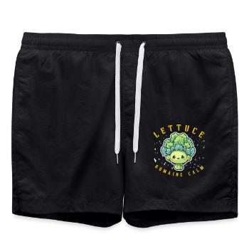 Laitue romaine calme – Salade amusante - Short de bain - noir - Devant - AI Model Male 185 light (185cm)