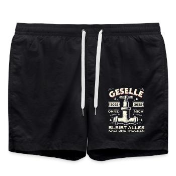 Azubi Ausbildung bestandene Gesellenprüfung 2025 - Badeshorts - Schwarz - Vorne - AI Model Male 185 light (185cm)