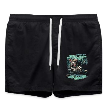 Verrücktes Zebra Wenn ihr mich sucht Wahnsinn - Badeshorts - Schwarz - Vorne - AI Model Male 185 light (185cm)