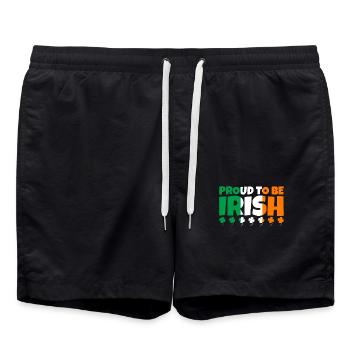 Proud To Be Irish Ireland Irish Flag Shamrock - Swim Trunks - black - Front - AI Model Male 185 light (185cm)