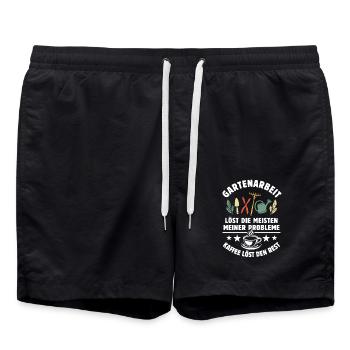 Gartenarbeit löst meine Probleme - Kaffee Spruch - Badeshorts - Schwarz - Vorne - AI Model Male 185 light (185cm)