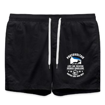 Photovoltaik löst meine Probleme - Kaffee Spruch - Badeshorts - Schwarz - Vorne - AI Model Male 185 light (185cm)